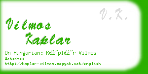 vilmos kaplar business card